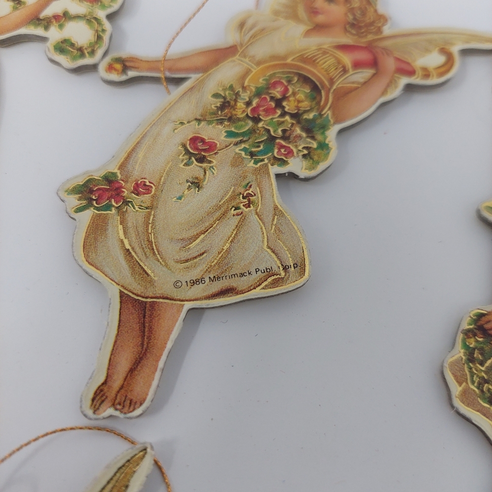 Merrimack Die Cast Cardboard Ornaments Lot Of 24 Vintage 1979 1985 1986 Angels - Picture 8 of 9